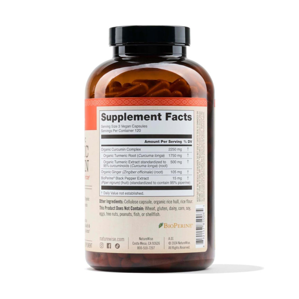 NatureWise Curcumin Turmeric 2250mg - 95% Curcuminoids & BioPerine Black Pepper Extract for Advanced Absorption - Daily Joint and Immune Health Support - Vegan, Non-GMO, 360 Count[120-Day Supply]