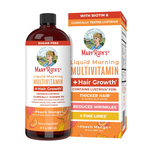 MaryRuth's Liquid Multivitamin + Hair Growth | Clinically Tested for Thicker Hair & Facial Wrinkles in Women | Biotin 10000mcg | Lustriva Hair Growth Supplements | Skin Care | Ages 18+ | 30 Fl Oz