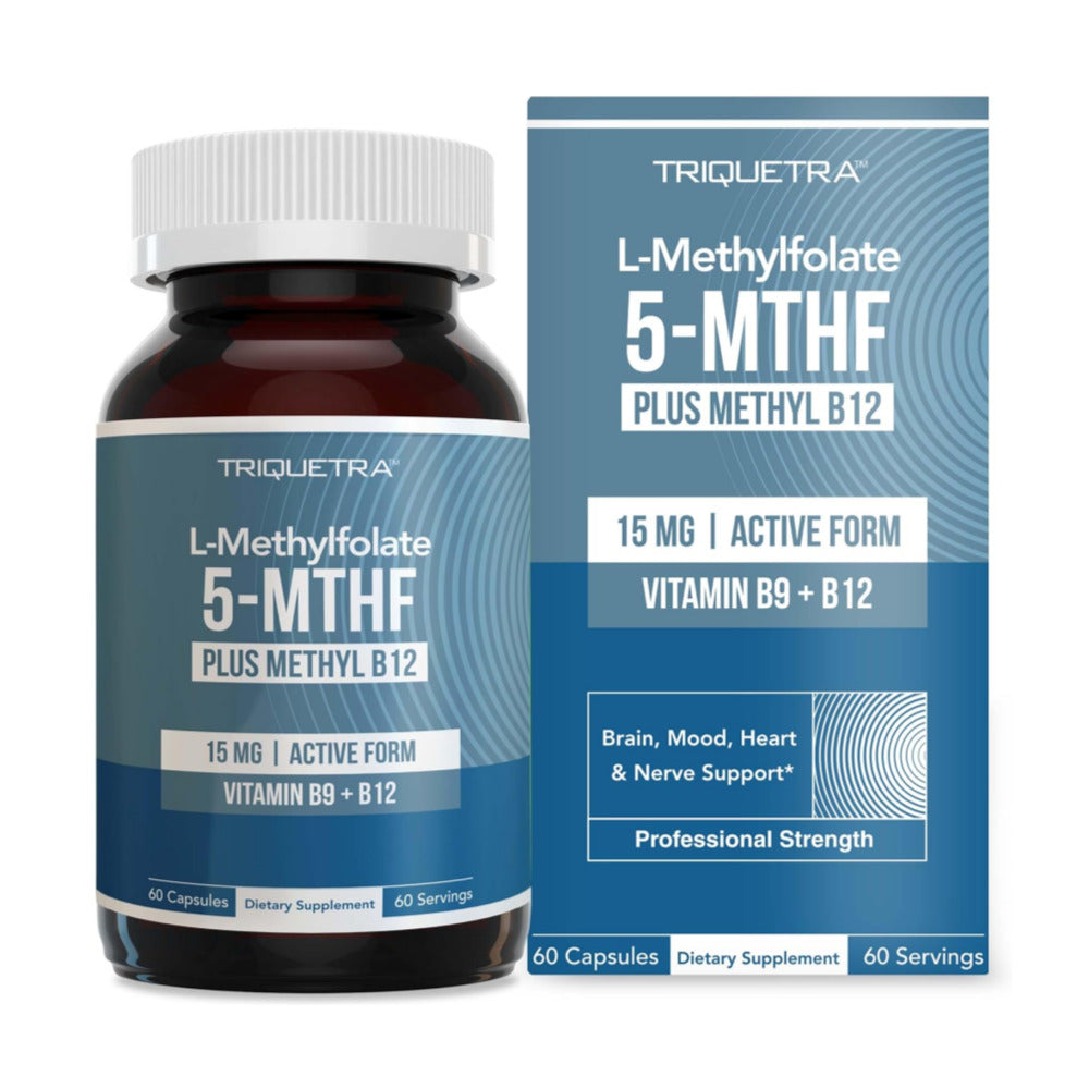 L Methyl Folate 15mg Plus Methyl B12 Cofactor – High Potency, Active 5-MTHF Form - Supports Mood, Methylation, Cognition – Bioactive Forms of Vitamin B9 & B12 (60 Capsules – 60 Servings)