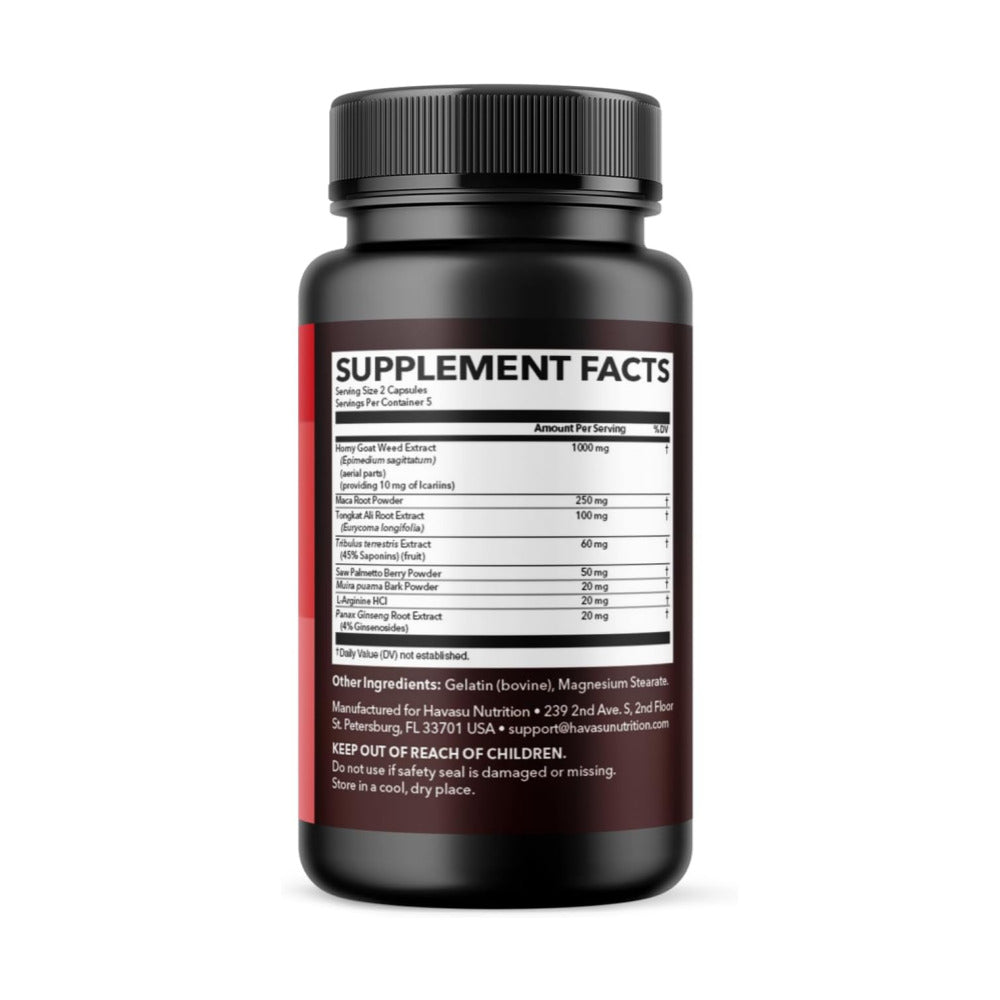 Unisex Horny Goat Weed for Men and Women - Extra Strength Performance and Energy Support with Tongkat Ali & Muira Puama & Saw Palmetto Extract - Never Travel Without Sample Size - 10 Horny Capsules