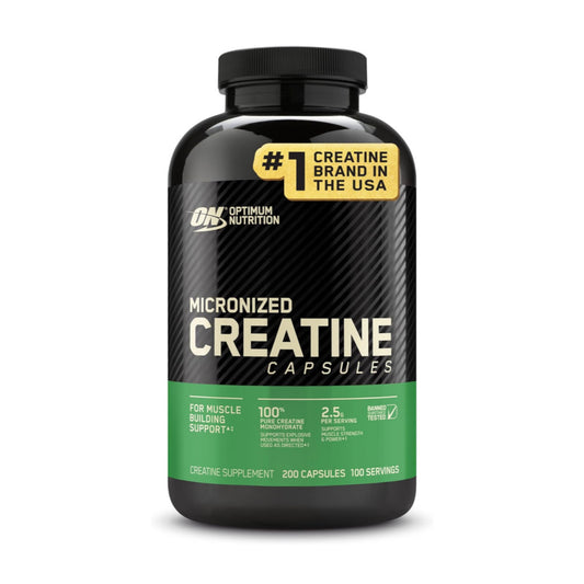 Optimum Nutrition Micronized Creatine Monohydrate Capsules, Keto Friendly, 2500mg, 200 Capsules (Packaging May Vary)