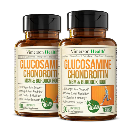 Vegan Glucosamine Chondroitin MSM - 100% Vegan Joint Support Supplement for Women & Men with Burdock and Glucosamine Sulfate 1500 mg. Used for Cartilage and Joint Health and Flexibility - 2 Pack
