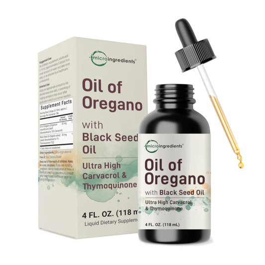 Oil of Oregano with Black Seed Oil, 4 fl oz | 2-in-1 Dropper | High Potency Liquid Drops with Carvacrol & Thymoquinone | Immune Support | Natural Herbal Supplement | Vegan, Plant Based, Non-GMO