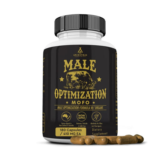 Ancestral Supplements Mofo, Supplements for Men, Support for Energy Levels and Overall Men's Health and Wellness, Non-GMO Grass Fed Beef Organ Supplement with Liver, No Fillers, 180 Capsules