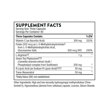 THORNE - L-Arginine Plus (Formerly Perfusia Plus) - Sustained-Release Cofactors to Support Heart Function, Nitric Oxide Production & Optimal Blood Flow* - 180 Capsules