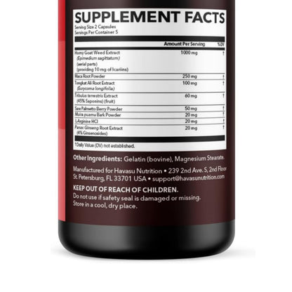 Unisex Horny Goat Weed for Men and Women - Extra Strength Performance and Energy Support with Tongkat Ali & Muira Puama & Saw Palmetto Extract - Never Travel Without Sample Size - 10 Horny Capsules