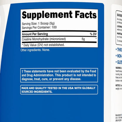 Nutricost Creatine Monohydrate Micronized Powder 500G, 5000mg Per Serv (5g) - 100 Servings, 17.9 Oz
