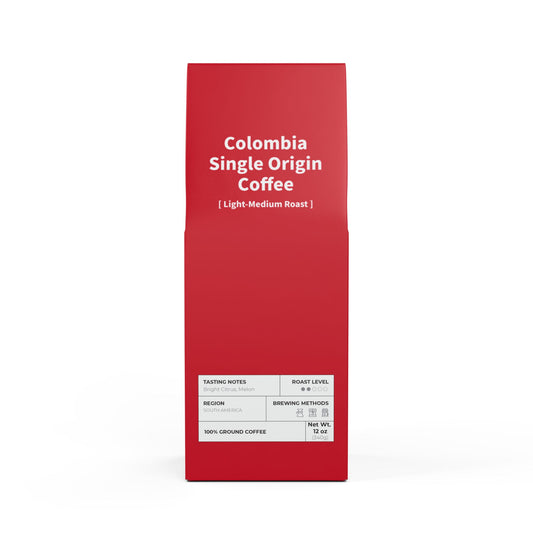 HBS, Colombia Single Origin Coffee (Light-Medium Roast), Red Package