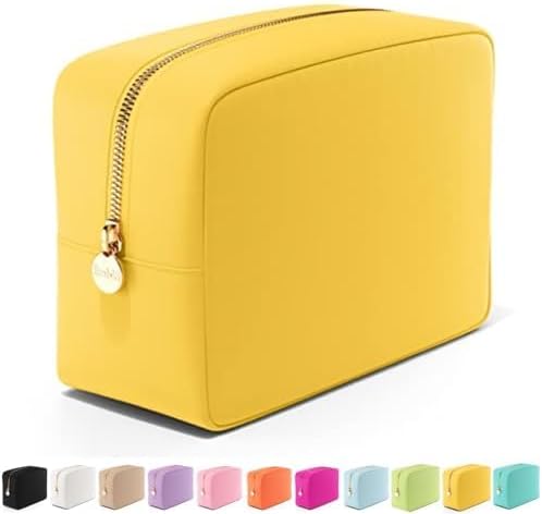 Embla Makeup Bag Travel Cosmetics Pouch and Toiletry Bag, Nylon Zipper Pouch Purse, Cute Make Up Organizer Storage Tote for Women Girls, Waterproof Travel Skincare Case, Large Makeup Bags, Banana