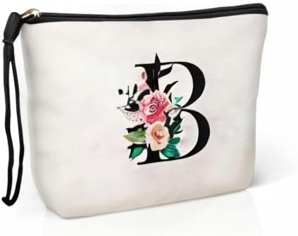 TOPEAST Personalized Gifts for Women - Initial Cute Monogrammed Cosmetic Bags Toiletry Pouch Gifts for Women Her Birthday Friend Friendship Mom Teacher Grandma (Letter B)