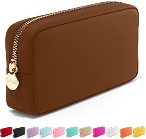 Embla Makeup Bag Travel Cosmetics Pouch and Toiletry Bag, Nylon Zipper Pouch Purse, Cute Make Up Organizer Storage Tote for Women Girls, Waterproof Travel Skincare Case, Small Makeup Bags, Coco