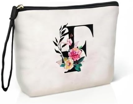 TOPEAST Birthday Gifts for Women Mom - A-Z Personalized Makeup Bag, Monogrammed Bridesmaid Gifts for Women Friends Teachers, Travel Toiletry Makeup Organizer Zipper Pouch (Letter F)
