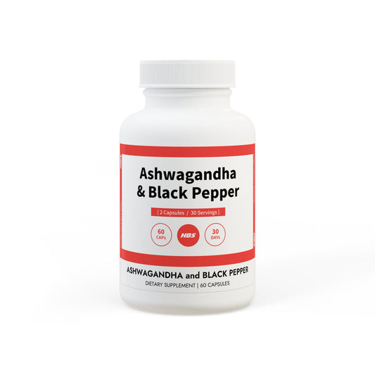 HBS, Ashwagandha and Black Pepper Supplement (60 Vegetable Capsules)