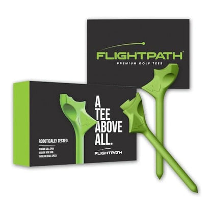 FLIGHTPATH Premium Golf Tees - 3.25" Durable Plastic Golf Tees Designed to Enhance Golf Shot Distance & Precision - Robotically Tested to Reduce Ball Spin - USGA Approved Golf Equipment