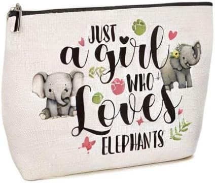 Elephant Decor Elephant Gifts for Women Just A Girl Who Loves Elephants Makeup Bag Elephants Lover Gift for Women Girls Animal Lover Birthday Christmas Gifts for Girls