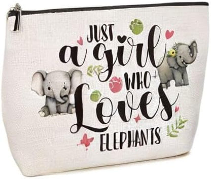 Elephant Decor Elephant Gifts for Women Just A Girl Who Loves Elephants Makeup Bag Elephants Lover Gift for Women Girls Animal Lover Birthday Christmas Gifts for Girls