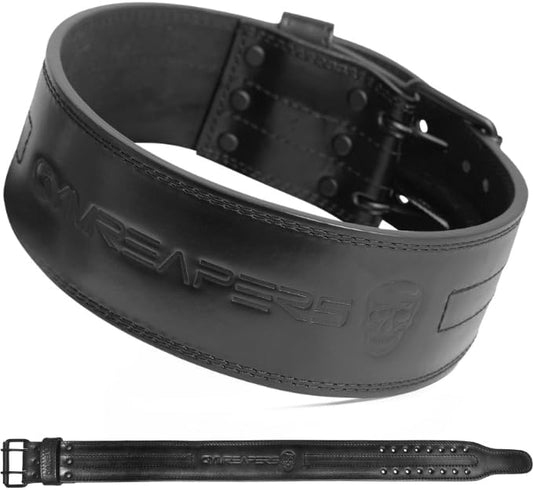 Gymreapers Weightlifting Belt 6MM Genuine Leather - Double 4-Inch Wide