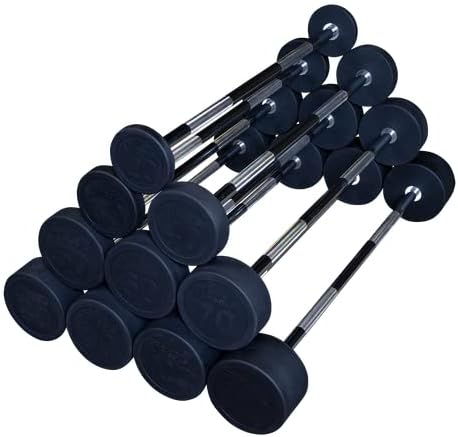 Body-Solid Rubber Coated Fixed Weights Straight Barbells- Weighted