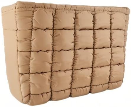 Puffy Quilted Makeup Bag Cosmetic Bags Travel Cute Puffer Solid Toiletry Organizer Pouch Storage Clutch for Women