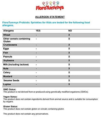 Probiotics for Kids: 30 Taste-Free Powder Packets, Free of Food Allergens, Non-Dairy, Gluten Free, Sugar Free, Non-GMO, Vegan