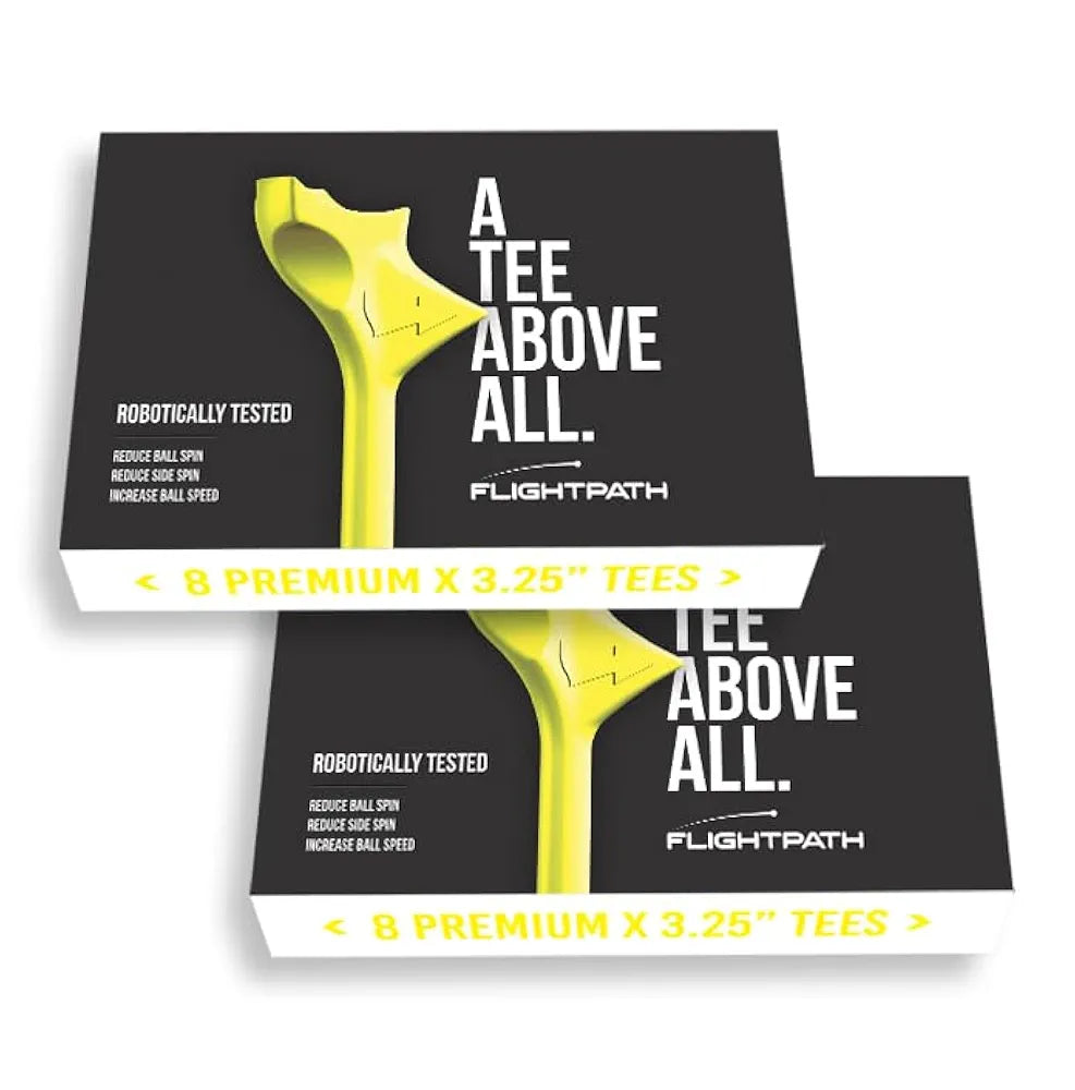 FLIGHTPATH Premium Golf Tees - 3.25" Durable Plastic Golf Tees Designed to Enhance Golf Shot Distance & Precision - Robotically Tested to Reduce Ball Spin - USGA Approved Golf Equipment