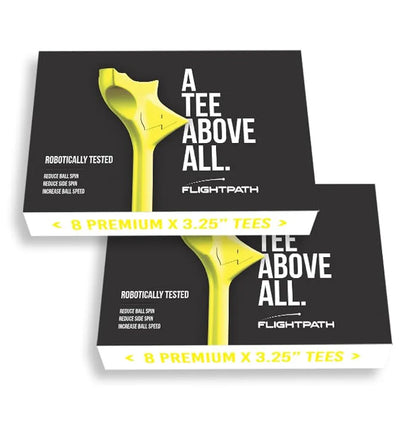 FLIGHTPATH Premium Golf Tees - 3.25" Durable Plastic Golf Tees Designed to Enhance Golf Shot Distance & Precision - Robotically Tested to Reduce Ball Spin - USGA Approved Golf Equipment