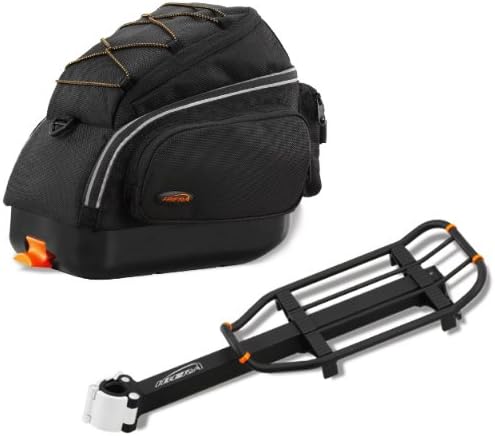 Ibera PakRak Quick-Release Mini Commuter Bike Trunk Bag and Seat-Post Bicycle Carrier Rack Combo