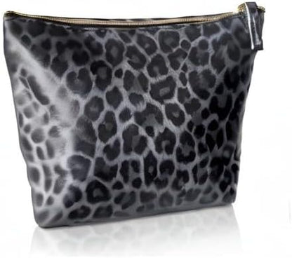 Vegan Leather Black Leopard Print Makeup Bag for Purse Make Up Bag - Cute Travel Accessories Small Cosmetic Zipper Pouch - Girly Girl Stuff Black Cheetah Print Gifts for Women Girls Aesthetic Things