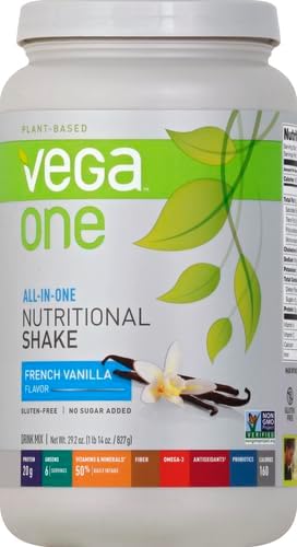 Vega One All in One Nutritional Shake French Vanilla - Plant Based Vegan Protein Powder, Non Dairy, Gluten Free, Non GMO, 29.2 Ounce (Pack of 1)