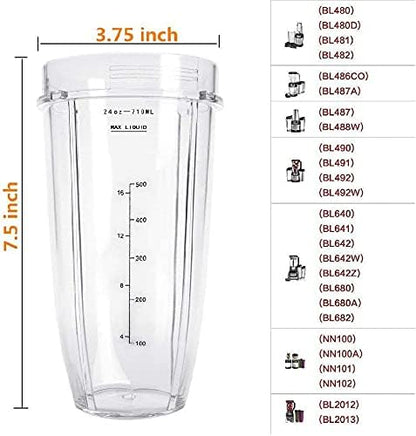 24 oz Blender Cups with Sip & Seal Lid, 2-Pack – Compatible Replacement for Personal Blenders – BPA-Free, Leak-Proof, Portable Smoothie Shake Travel Bottles