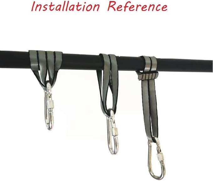 Heavy Duty Punch Bag Straps Hanger Heavy Bag Hanging Strap with Hook Carabiner for Gym Bar & Pull-Up Bar (25KN Carabiner)