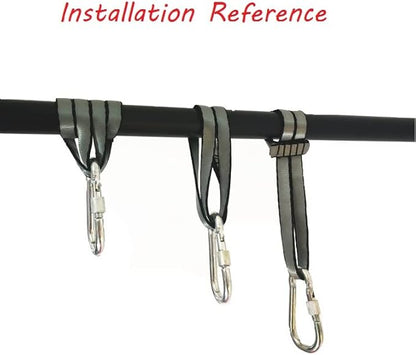 Heavy Duty Punch Bag Straps Hanger Heavy Bag Hanging Strap with Hook Carabiner for Gym Bar & Pull-Up Bar (25KN Carabiner)