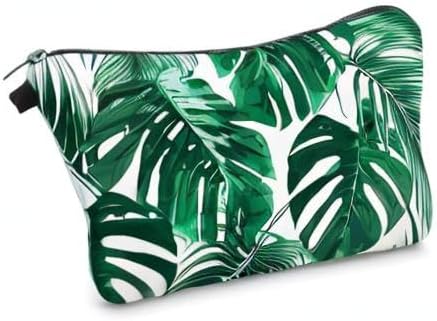 Cute Travel Makeup Bag Cosmetic Bag Small Pouch Gift for Women (Leaves)