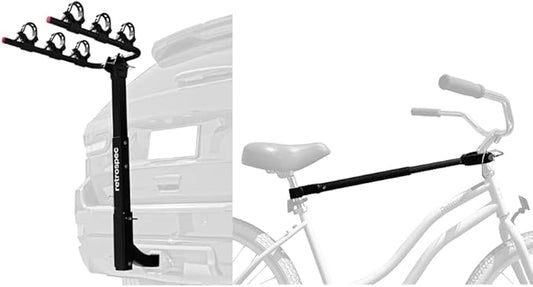 Retrospec Lenox 2-5 - Bike Hitch Rack for Cars, Trucks, SUVs with 2” Hitch | Foldable Steel Frame with Anti-Rattle Adapter, Tie Down Cradles and Straps - Fits Most Frames
