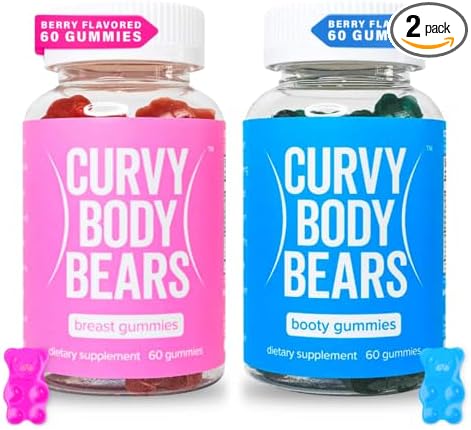 Bum & Chest Combo Pack Gummies for Women | Workout Aid | Fitness Supplement | with Essential Herbs, Vitamins, Multivitamins, Fenugreek, and Ginseng | Berry Flavored | (120 Gummies)