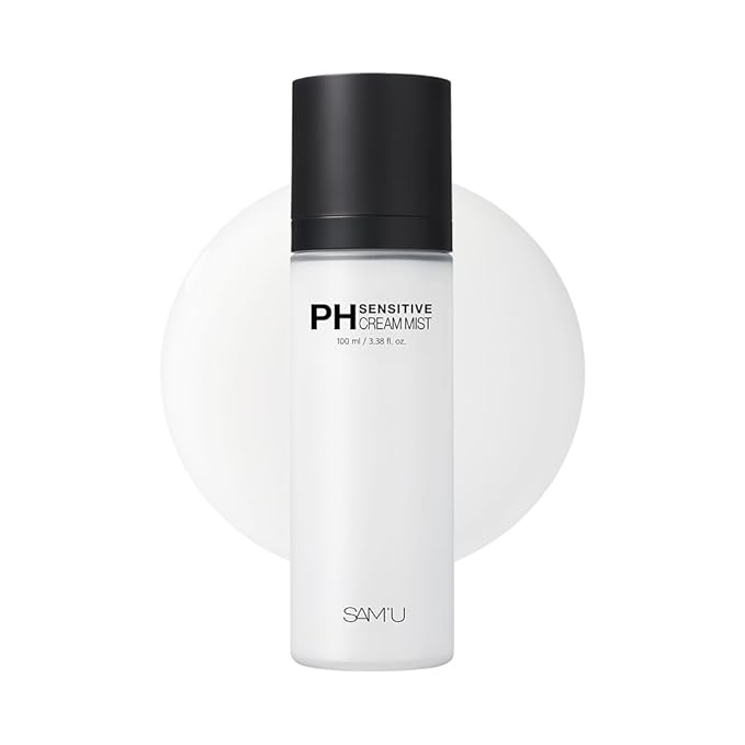 SAM'U PH Sensitive Cream Mist, Centella Face Mist, Hypoallergenic Facial Spray with Hyaluronic Acid & Ceramide, Hydrating & Quick Absorbing, Korean Skin Care for Dry & Sensitive Skin, 3.38 Fl. Oz