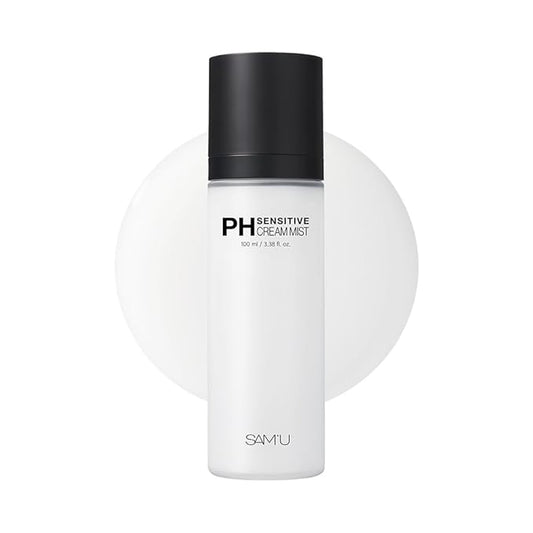 SAM'U PH Sensitive Cream Mist, Centella Face Mist, Hypoallergenic Facial Spray with Hyaluronic Acid & Ceramide, Hydrating & Quick Absorbing, Korean Skin Care for Dry & Sensitive Skin, 3.38 Fl. Oz