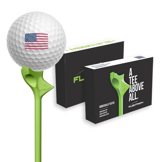 FLIGHTPATH Premium Golf Tees - 3.25" Durable Plastic Golf Tees Designed to Enhance Golf Shot Distance & Precision - Robotically Tested to Reduce Ball Spin - USGA Approved Golf Equipment