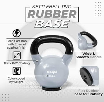 Yes4All Kettlebells Rubber Base (10-65 lbs)