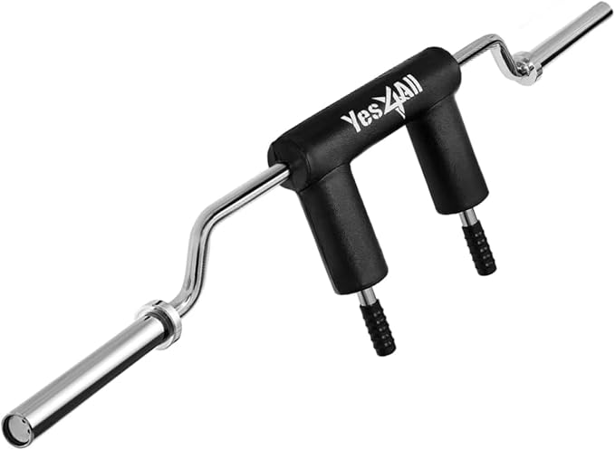 Yes4All Multi Grip Barbell & Cable Attachment - 2 Collars,