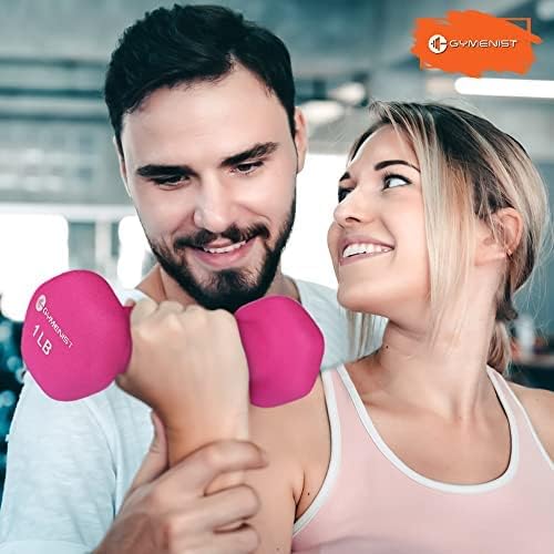 GYMENIST Pair of Dumbbells Set of 2 Soft Non Slip Grip Dumbbells Pair Covered with Neoprene (5 LB)