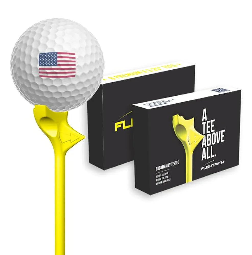 FLIGHTPATH Premium Golf Tees - 3.25" Durable Plastic Golf Tees Designed to Enhance Golf Shot Distance & Precision - Robotically Tested to Reduce Ball Spin - USGA Approved Golf Equipment