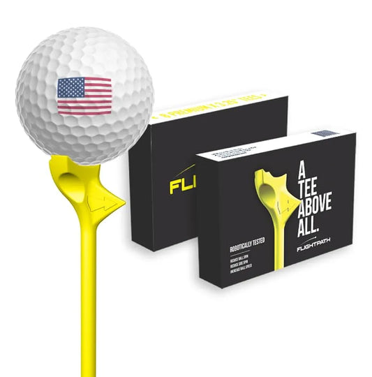 FLIGHTPATH Premium Golf Tees - 3.25" Durable Plastic Golf Tees Designed to Enhance Golf Shot Distance & Precision - Robotically Tested to Reduce Ball Spin - USGA Approved Golf Equipment