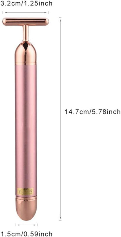 Beauty Bar Rose Gold Facial Massager for Skin Care Electric T-Shape Tools Face Lifting and Firming Anti-Wrinkles Skin Tightening (Pink)