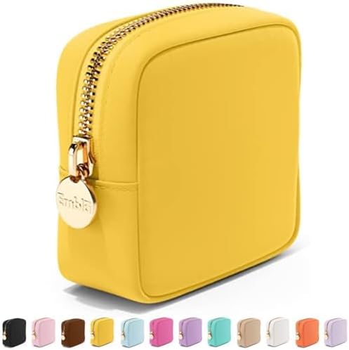 Embla Makeup Bag Travel Cosmetics Pouch and Toiletry Bag, Nylon Zipper Pouch Purse, Cute Make Up Organizer Storage Tote for Women Girls, Waterproof Travel Skincare Case, Small Makeup Bags, Banana
