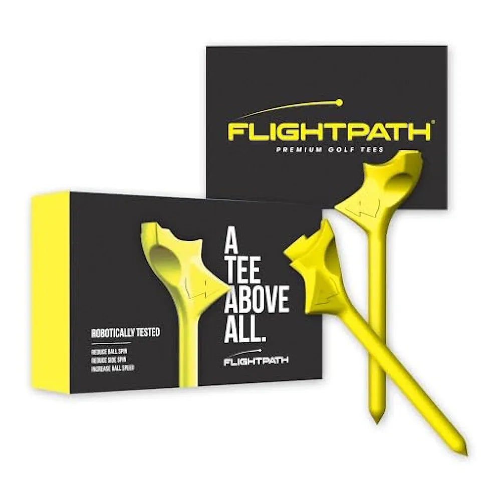 FLIGHTPATH Premium Golf Tees - 3.25" Durable Plastic Golf Tees Designed to Enhance Golf Shot Distance & Precision - Robotically Tested to Reduce Ball Spin - USGA Approved Golf Equipment