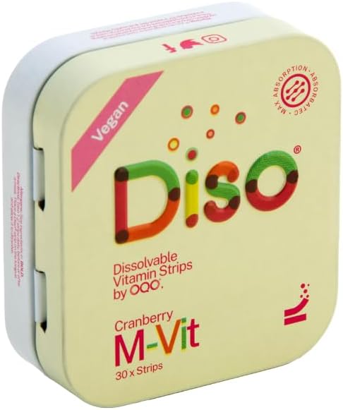 DISO - M-VIT - Multivitamin Dissolvable Oral Supplement Strips, Cranberry Flavor, Vegan, Sugar Free, High Absorption, Gluten Free, Individually Wrapped, 30 Count