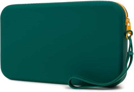 Silicone Large Makeup Bag, Travel Toiletry Bag For Women Big Makeup Bag Organizer Portable Cosmetic Bag Zipper Pouch Purse Waterproof Makeup Storage Bag (Medium Green)
