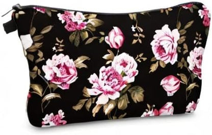 Cute Travel Makeup Bag Cosmetic Bag Small Pouch Gift for Women (Flowers)