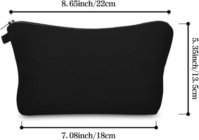 Cute Travel Makeup Bag Cosmetic Bag Small Pouch Gift for Women (Plain Black)